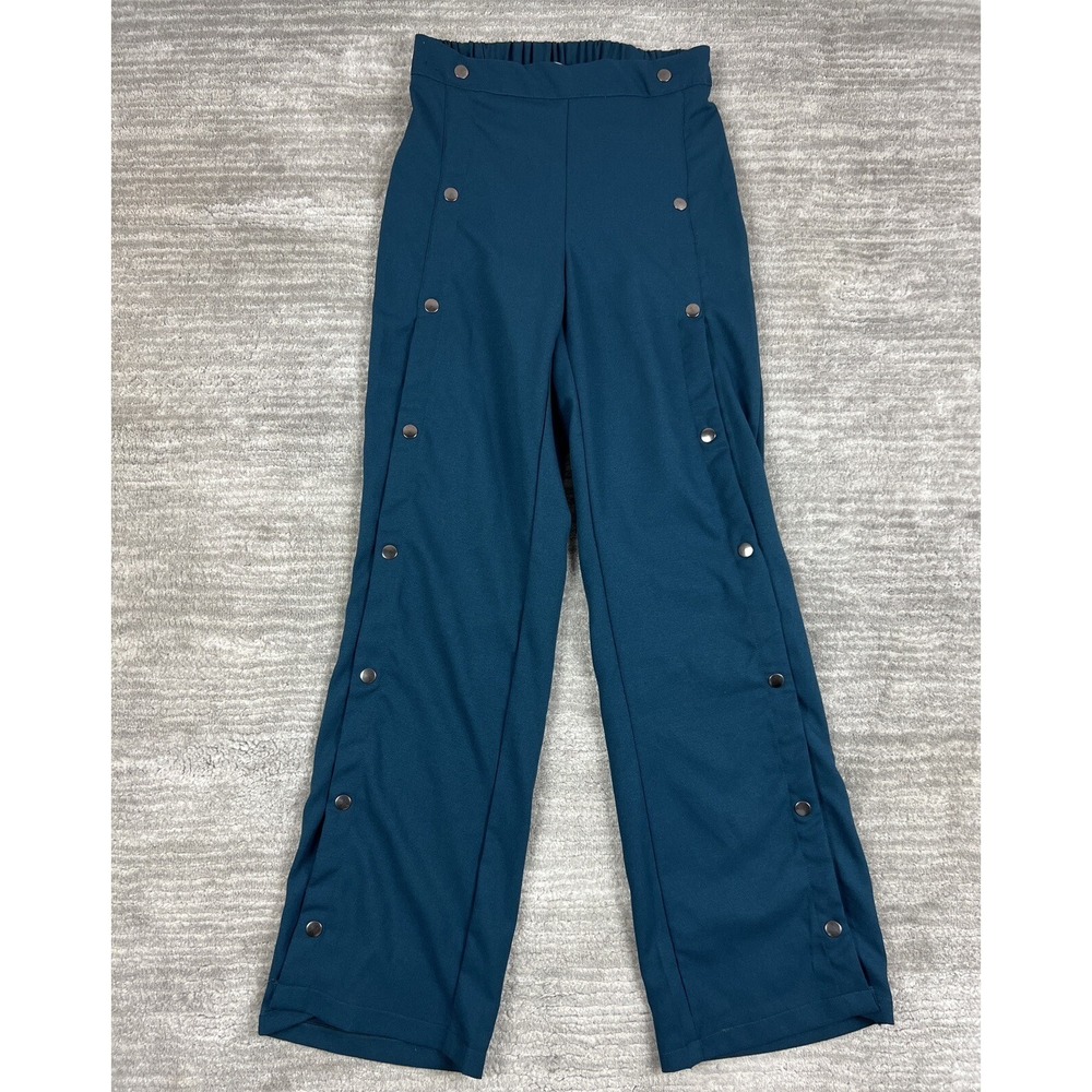 Favlux Wide Leg Pants Womens S Blue Snap Side Elastic Waist LUX10518 Trousers